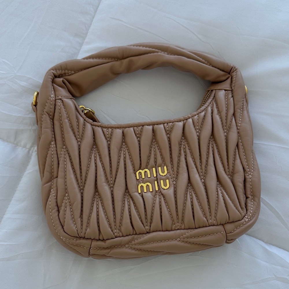 Beige Quilted Shoulder Bag
